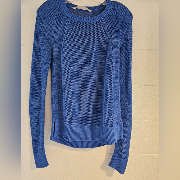 Athleta Blue Open Knit Long-sleeve Pullover, Sz. M - Picture 3 of 9